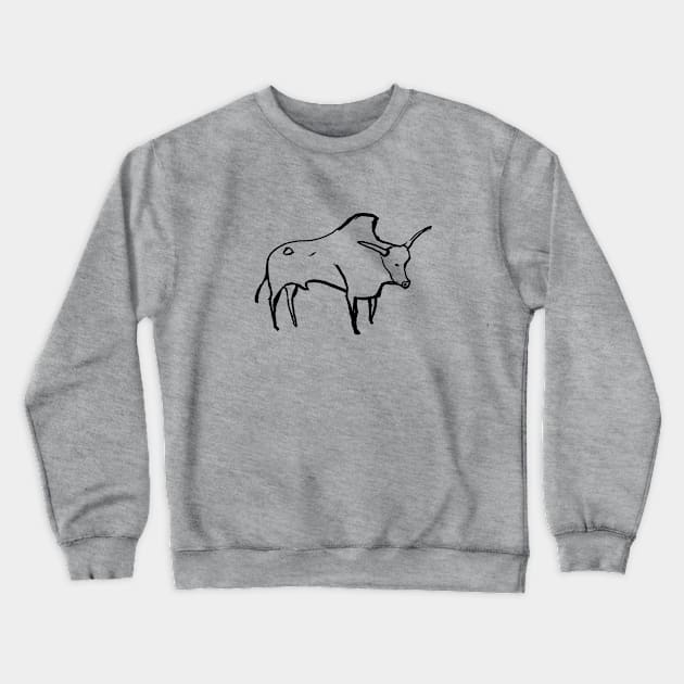 Cave line art of Aurochs. Crewneck Sweatshirt by croquis design